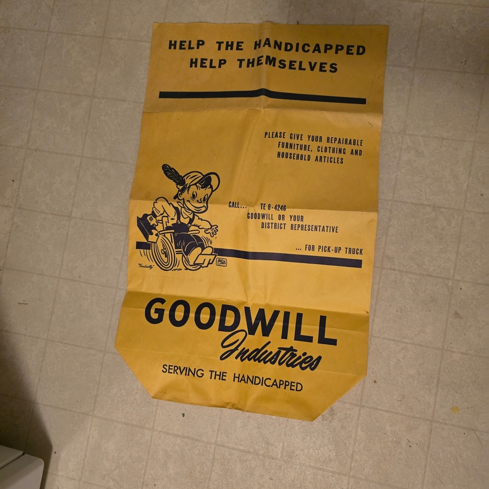 Goodwill Industries Vintage Donation Bag Large Paper Bag Sack Retro Advertising